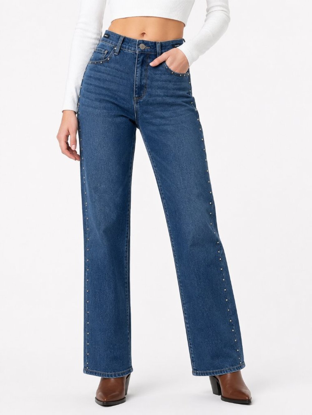 NWT Express Gold Studded Straight Leg Jean